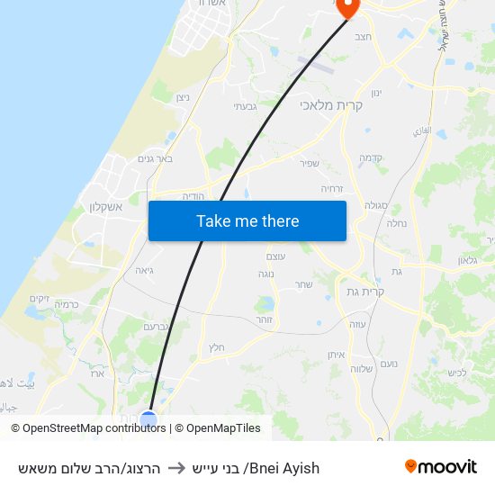 הרצוג/הרב שלום משאש to בני עייש /Bnei Ayish map
