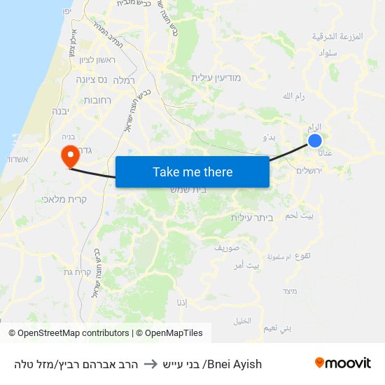 הרב אברהם רביץ/מזל טלה to בני עייש /Bnei Ayish map