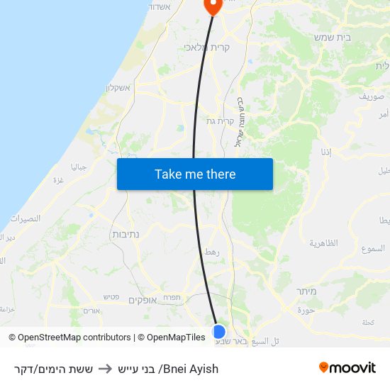 ששת הימים/דקר to בני עייש /Bnei Ayish map