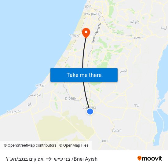 אפיקים בנגב/הע''ל to בני עייש /Bnei Ayish map