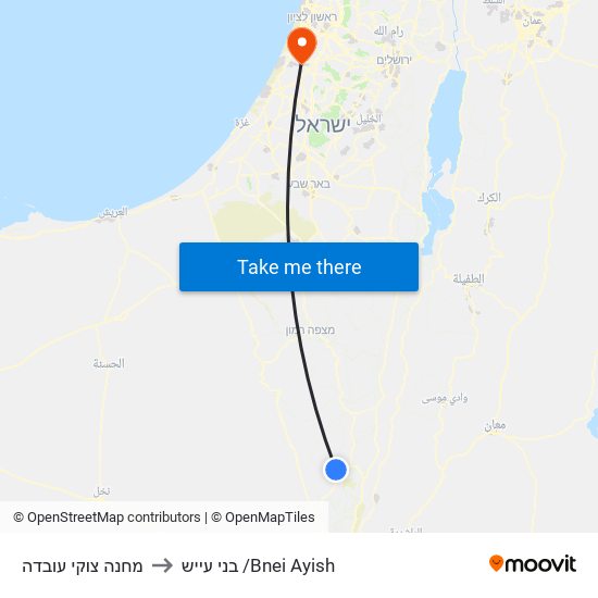 מחנה צוקי עובדה to בני עייש /Bnei Ayish map