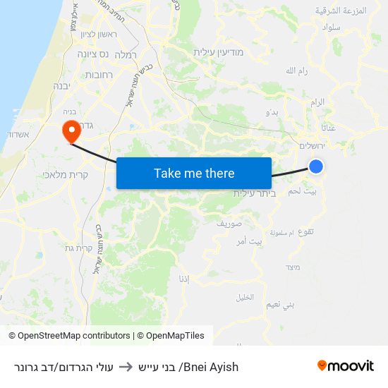 עולי הגרדום/דב גרונר to בני עייש /Bnei Ayish map