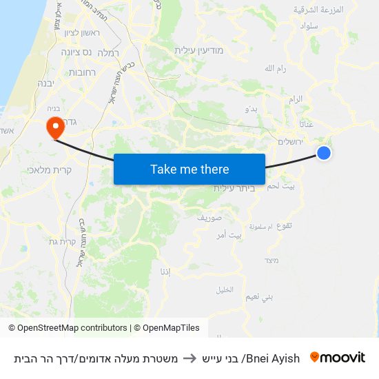 משטרת מעלה אדומים/דרך הר הבית to בני עייש /Bnei Ayish map