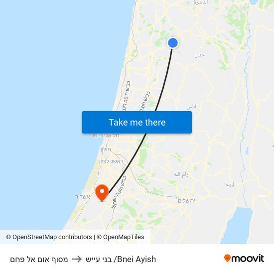 מסוף אום אל פחם to בני עייש /Bnei Ayish map