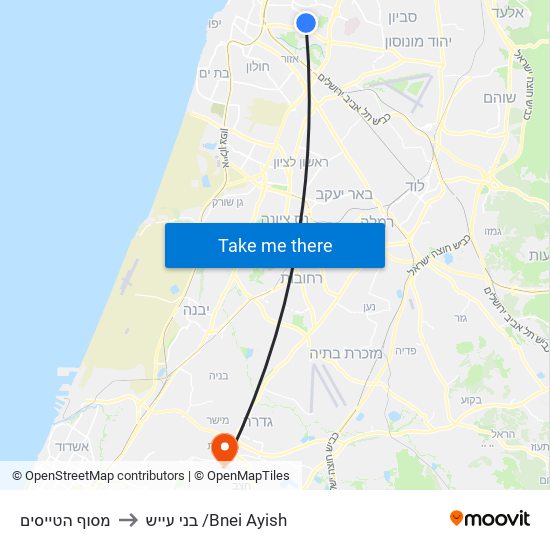 מסוף הטייסים to בני עייש /Bnei Ayish map