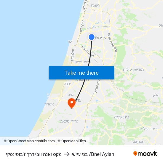 מקס ואנה ווב/דרך ז'בוטינסקי to בני עייש /Bnei Ayish map