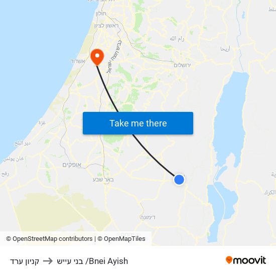 קניון ערד to בני עייש /Bnei Ayish map