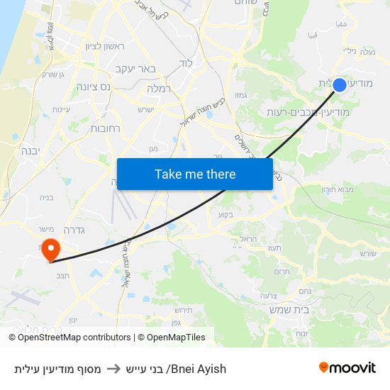 מסוף מודיעין עילית to בני עייש /Bnei Ayish map