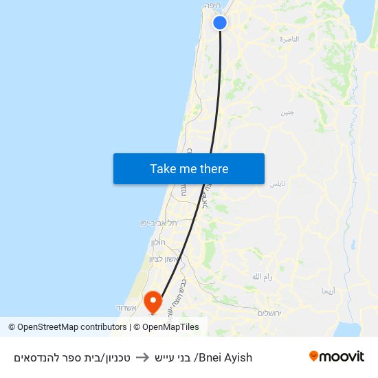 טכניון/בית ספר להנדסאים to בני עייש /Bnei Ayish map