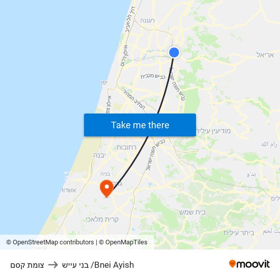 צומת קסם to בני עייש /Bnei Ayish map