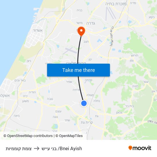 צומת קוממיות to בני עייש /Bnei Ayish map