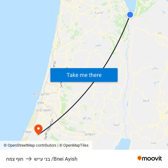 חוף צמח to בני עייש /Bnei Ayish map