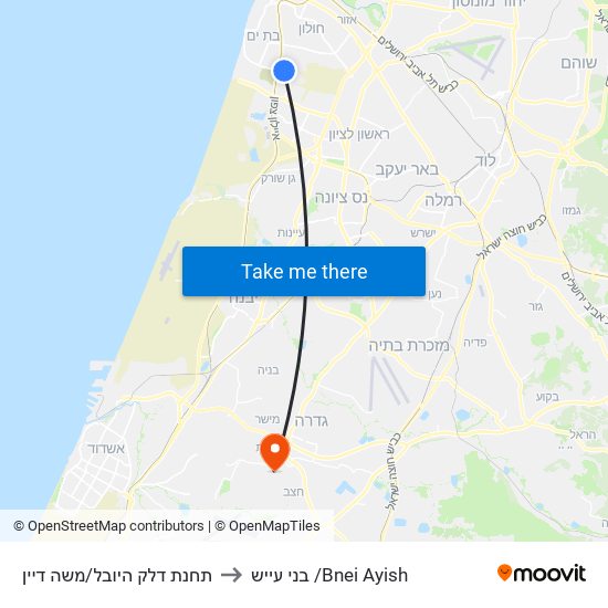 תחנת דלק היובל/משה דיין to בני עייש /Bnei Ayish map