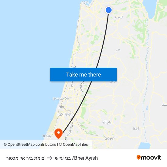 צומת ביר אל מכסור to בני עייש /Bnei Ayish map