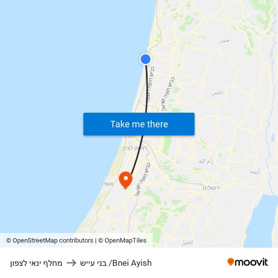 מחלף ינאי לצפון to בני עייש /Bnei Ayish map