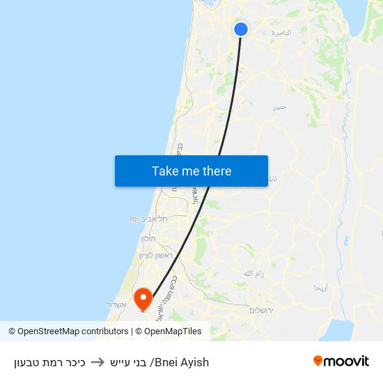 כיכר רמת טבעון to בני עייש /Bnei Ayish map