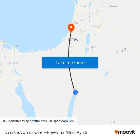ירושלים השלמה/ברנע to בני עייש /Bnei Ayish map