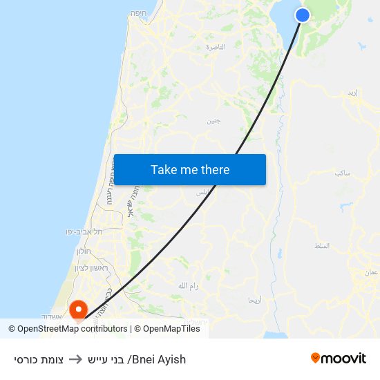 צומת כורסי to בני עייש /Bnei Ayish map