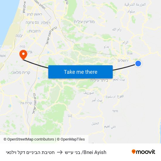 חטיבת הביניים דקל וילנאי to בני עייש /Bnei Ayish map