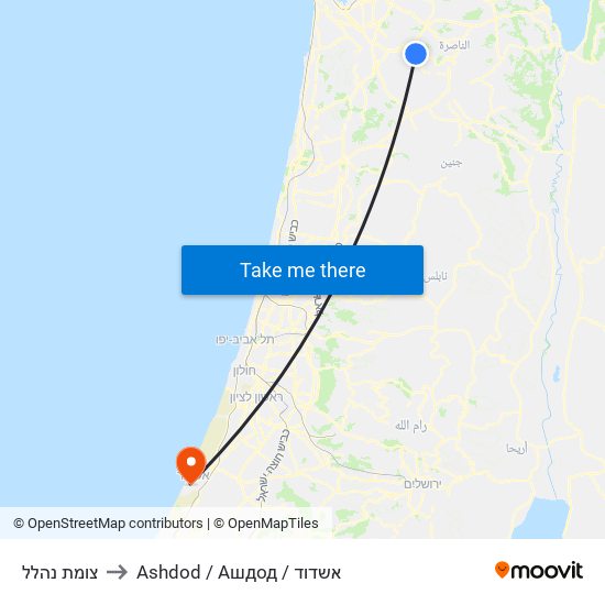 צומת נהלל to Ashdod / Ашдод / אשדוד map
