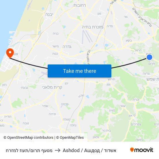 מסעף תרום/תעוז למזרח to Ashdod / Ашдод / אשדוד map
