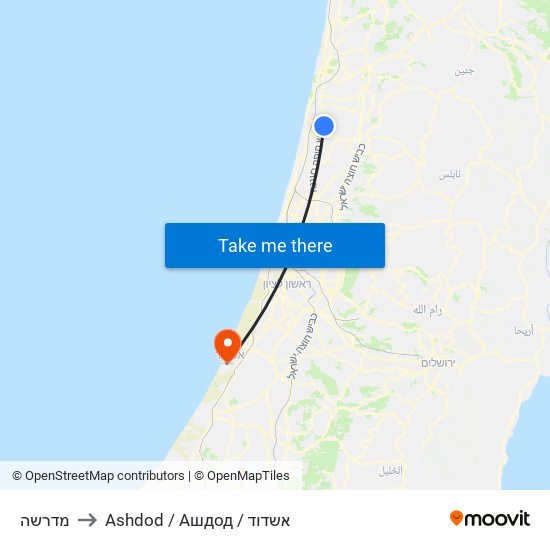 מדרשה to Ashdod / Ашдод / אשדוד map