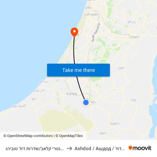 קאנטרי קלאב/שדרות דוד טוביהו to Ashdod / Ашдод / אשדוד map