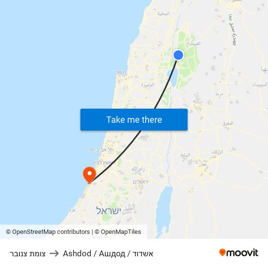 צומת צנובר to Ashdod / Ашдод / אשדוד map