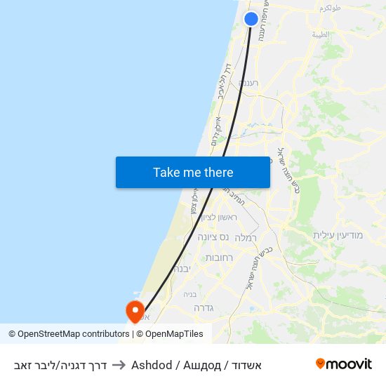 דרך דגניה/ליבר זאב to Ashdod / Ашдод / אשדוד map