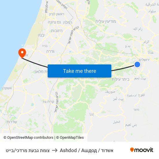 צומת גבעת מרדכי/בייט to Ashdod / Ашдод / אשדוד map