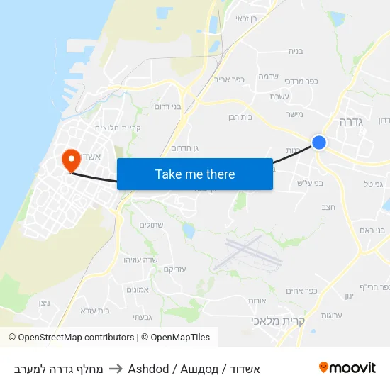 מחלף גדרה למערב to Ashdod / Ашдод / אשדוד map