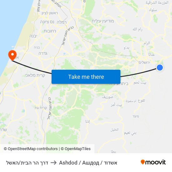 דרך הר הבית/האשל to Ashdod / Ашдод / אשדוד map