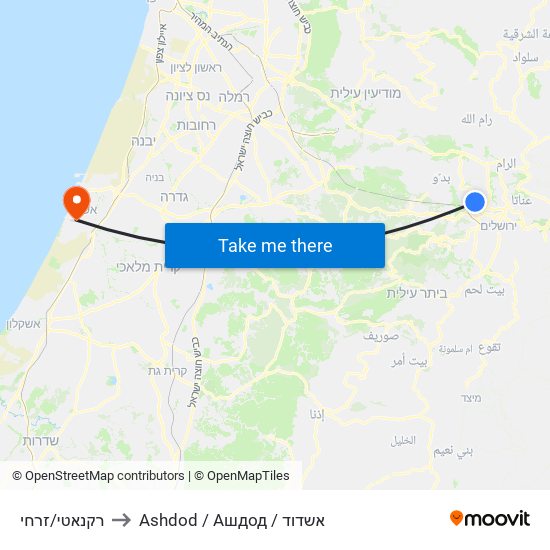 רקנאטי/זרחי to Ashdod / Ашдод / אשדוד map