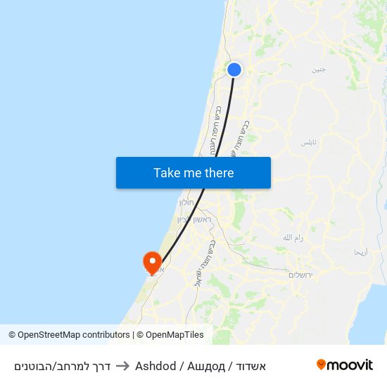 דרך למרחב/הבוטנים to Ashdod / Ашдод / אשדוד map