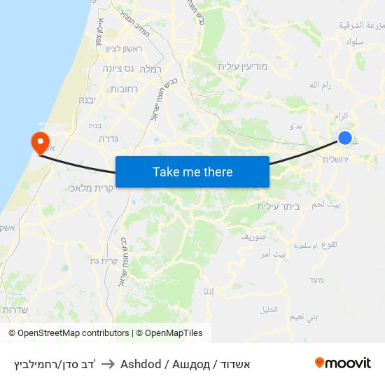 דב סדן/רחמילביץ' to Ashdod / Ашдод / אשדוד map