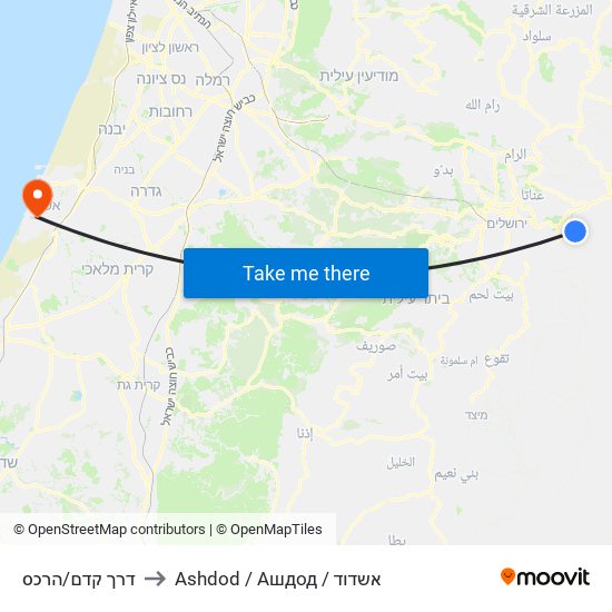 דרך קדם/הרכס to Ashdod / Ашдод / אשדוד map