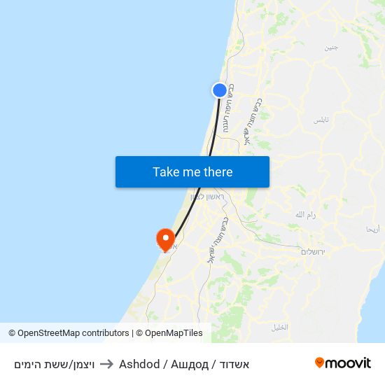 ויצמן/ששת הימים to Ashdod / Ашдод / אשדוד map