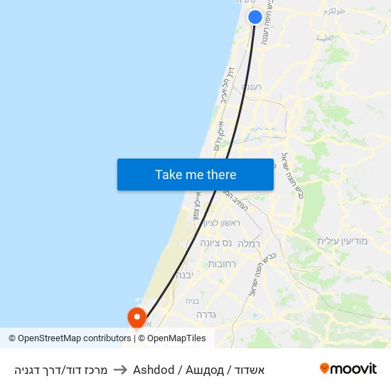 מרכז דוד/דרך דגניה to Ashdod / Ашдод / אשדוד map