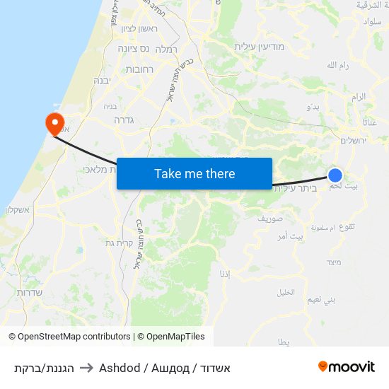 הגננת/ברקת to Ashdod / Ашдод / אשדוד map
