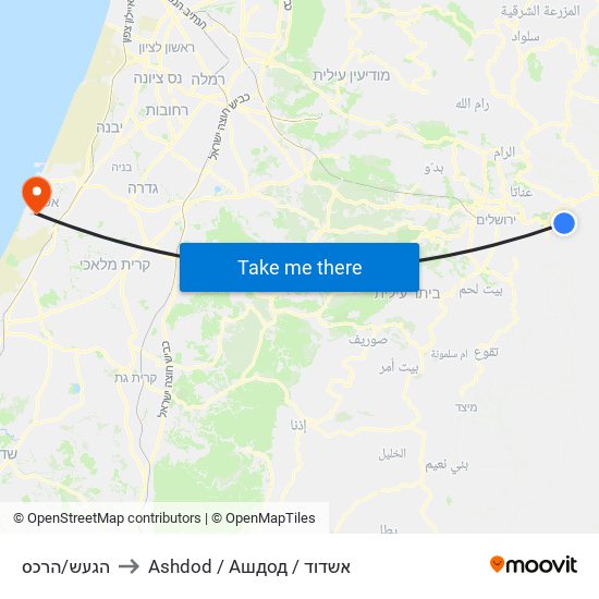 הגעש/הרכס to Ashdod / Ашдод / אשדוד map