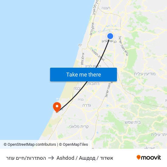 הסתדרות/חיים עוזר to Ashdod / Ашдод / אשדוד map