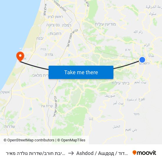 ישיבת חורב/שדרות גולדה מאיר to Ashdod / Ашдод / אשדוד map