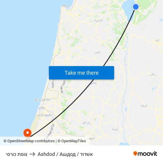 צומת כורסי to Ashdod / Ашдод / אשדוד map