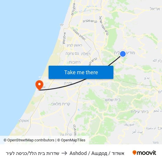 שדרות בית הלל/כניסה לעיר to Ashdod / Ашдод / אשדוד map