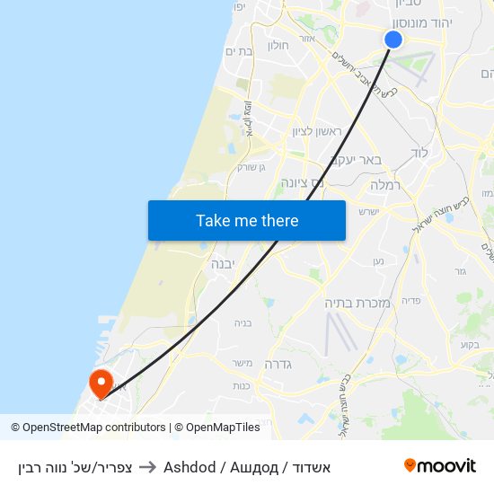 צפריר/שכ' נווה רבין to Ashdod / Ашдод / אשדוד map