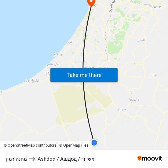 מחנה רמון to Ashdod / Ашдод / אשדוד map