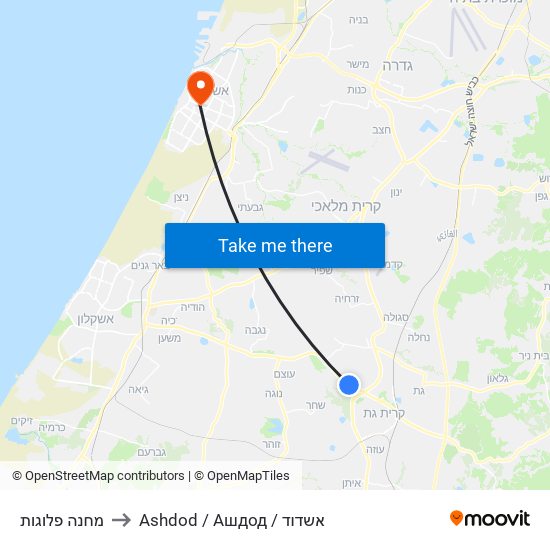 מחנה פלוגות to Ashdod / Ашдод / אשדוד map