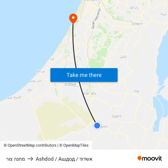 מחנה צור to Ashdod / Ашдод / אשדוד map