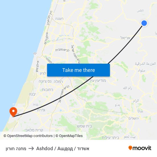 מחנה חורון to Ashdod / Ашдод / אשדוד map