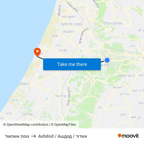 צומת אשתאול to Ashdod / Ашдод / אשדוד map